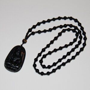 Buddha Necklace,Glass Beaded Necklace,Party Necklace,Sweater Necklace